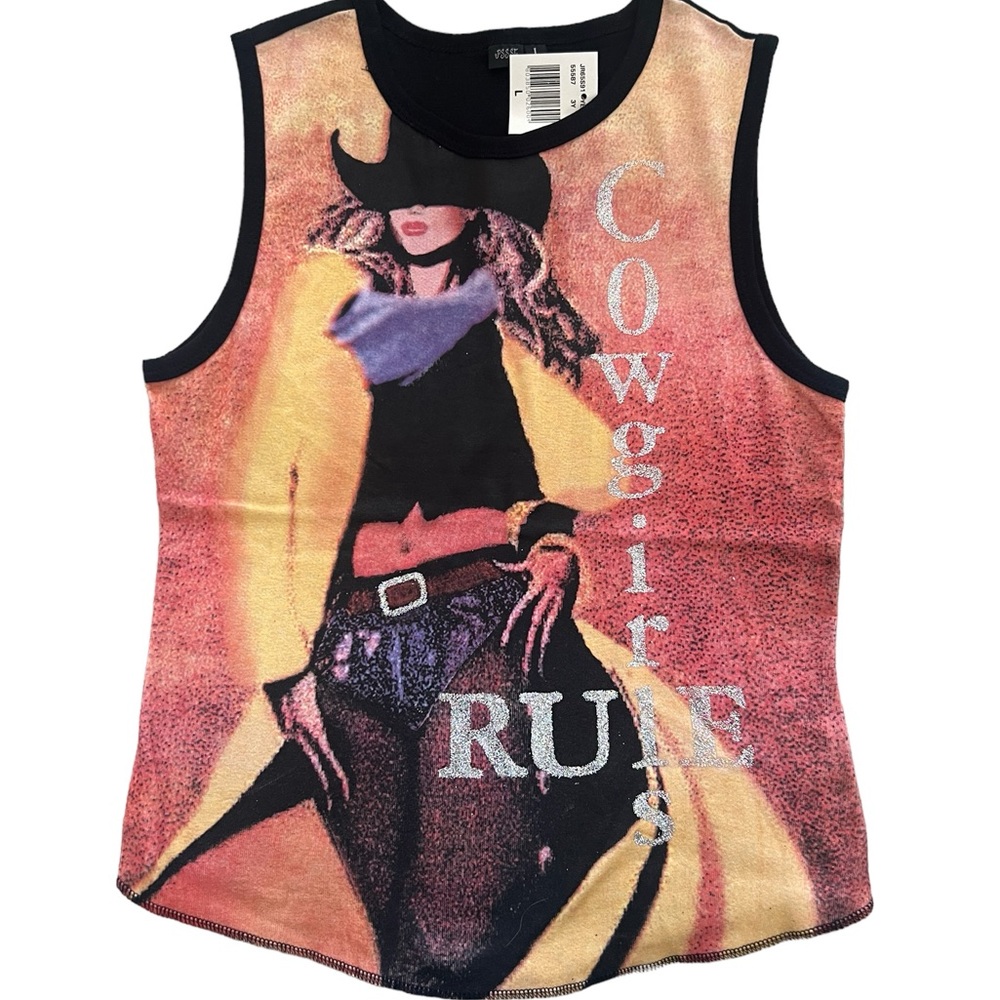 Country Western Graphic Women’s Sleeveless Top NEW Large